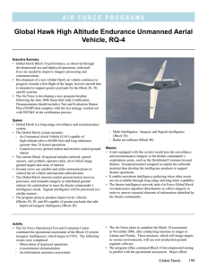 Global Hawk High Altitude Endurance Unmanned Aerial Vehicle, RQ-4