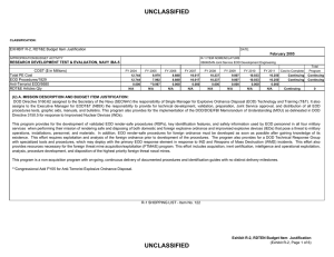 UNCLASSIFIED EXHIBIT R-2, RDT&amp;E Budget Item Justification February 2005