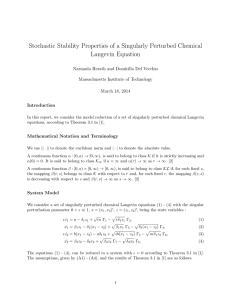 Stochastic Stability Properties of a Singularly Perturbed Chemical Langevin Equation
