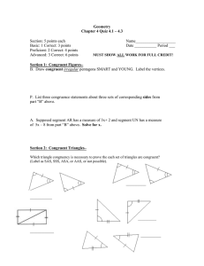 Geometry Chapter 4 Quiz 4.1 – 4.3  Section: 5 points each