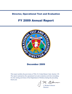 FY 2009 Annual Report Director, Operational Test and Evaluation December 2009