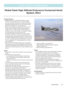 Global Hawk High Altitude Endurance Unmanned Aerial System, RQ-4
