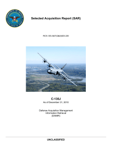 Selected Acquisition Report (SAR) C-130J UNCLASSIFIED As of December 31, 2010