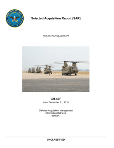 Selected Acquisition Report (SAR) CH-47F UNCLASSIFIED As of December 31, 2010