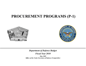 PROCUREMENT PROGRAMS (P-1) Department of Defense Budget Fiscal Year 2010 May 2009