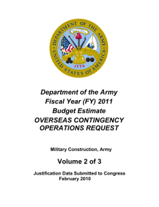 Department of the Army Fiscal Year (FY) 2011 Budget Estimate OVERSEAS CONTINGENCY
