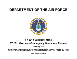 DEPARTMENT OF THE AIR FORCE FY 2010 Supplemental &amp; February 2010