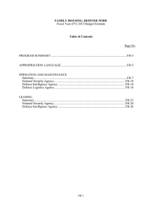 FAMILY HOUSING, DEFENSE-WIDE  Table of Contents Fiscal Year (FY) 2013 Budget Estimate
