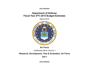 Department of Defense Fiscal Year (FY) 2015 Budget Estimates Air Force Vol−I