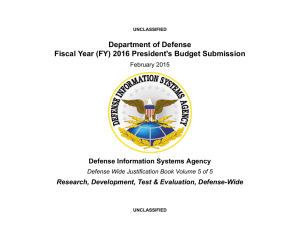 Department of Defense Fiscal Year (FY) 2016 President's Budget Submission