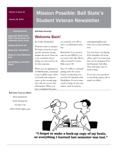 Mission Possible: Ball State’s Student Veteran Newsletter Welcome Back!