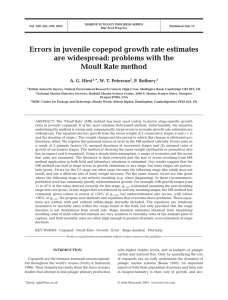 Errors in juvenile copepod growth rate estimates Moult Rate method