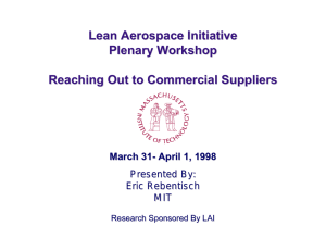 Lean Aerospace Initiative Plenary Workshop Reaching Out to Commercial Suppliers