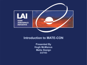 Introduction to MATE-CON Presented By Hugh McManus Metis Design