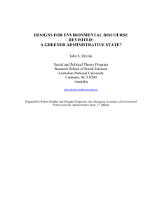 DESIGNS FOR ENVIRONMENTAL DISCOURSE REVISITED: A GREENER ADMINISTRATIVE STATE?