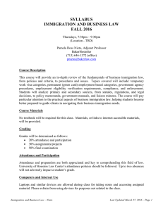 SYLLABUS IMMIGRATION AND BUSINESS LAW FALL 2016