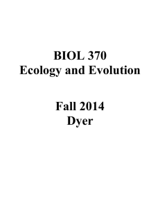 BIOL 370 Ecology and Evolution Fall 2014