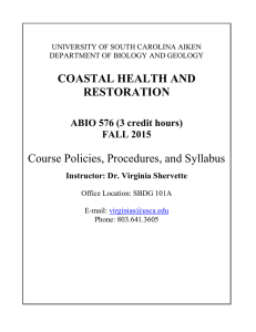 COASTAL HEALTH AND RESTORATION Course Policies, Procedures, and Syllabus