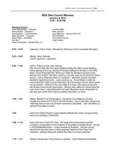 RHS Site Council Minutes January 9, 2012 6:30 – 8:30 PM