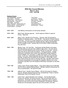 RHS Site Council Minutes March 4, 2013 6:30 – 8:05 PM
