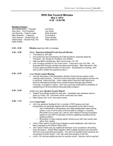 RHS Site Council Minutes May 4, 2015 6:30 – 8:30 PM