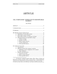 ARTICLE  OIL COMPANIES’ APPROACH TO RENEWABLE ENERGY