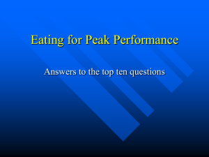 Eating for Peak Performance Answers to the top ten questions