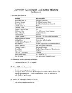 University Assessment Committee Meeting April 11, 2013