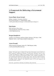 A Framework for Delivering e-Government Support Goran Šimić, Zoran Jeremić
