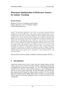 Placement Optimization of Reference Sensors for Indoor Tracking Károly Farkas