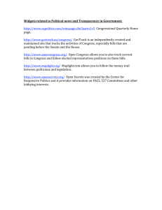Widgets related to Political news and Transparency in Government.      Congressional Quarterly Home  page. 