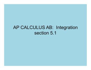 AP CALCULUS AB:  Integration section 5.1