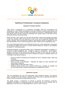 Healthcare Professionals' Consensus Statement Statement of Health and Work