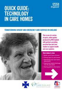 QUICK GUIDE: TECHNOLOGY IN CARE HOMES