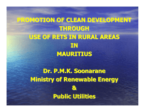 PROMOTION OF CLEAN DEVELOPMENT THROUGH USE OF RETS IN RURAL AREAS IN