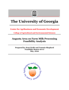 The University of Georgia Augusta Area on Farm Milk Processing Feasibility Analysis
