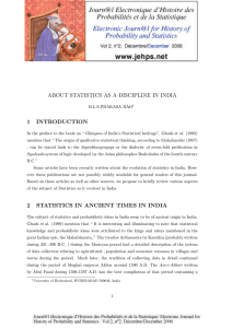 ABOUT STATISTICS AS A DISCIPLINE IN INDIA 1 INTRODUCTION