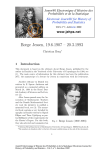 Børge Jessen, 19.6.1907 – 20.3.1993 Christian Berg 1 Introduction