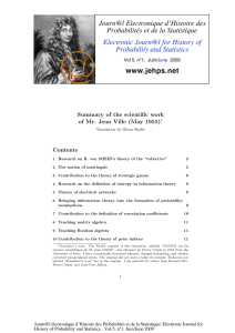 Summary of the scientiﬁc work of Mr. Jean Ville (May 1955) Contents