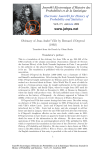 Obituary of Jean-Andr´e Ville by Bernard d’Orgeval (1992) Translator’s preface