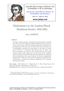 Mathematics in the London/Royal Statistical Society 1834-1934 Journ@l Electronique d’Histoire des
