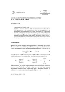 COMPLEX REPRESENTATION THEORY OF THE ELECTROMAGNETIC FIELD ANDREAS ASTE
