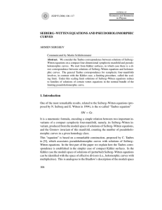 SEIBERG–WITTEN EQUATIONS AND PSEUDOHOLOMORPHIC CURVES ARMEN SERGEEV
