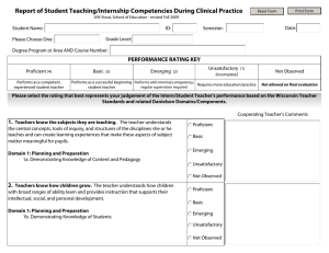Report of Student Teaching/Internship Competencies During Clinical Practice PERFORMANCE RATING KEY