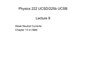 Physics 222 UCSD/225b UCSB Lecture 9 Weak Neutral Currents