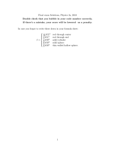Final exam Solutions, Physics 2a, 2010