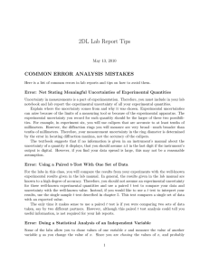 2DL Lab Report Tips COMMON ERROR ANALYSIS MISTAKES May 13, 2010
