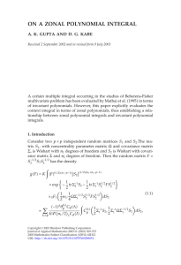 ON A ZONAL POLYNOMIAL INTEGRAL