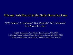 Volcanic Ash Record in the Siple Dome Ice Core N.W. Dunbar