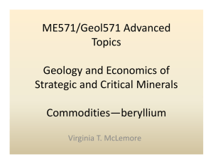 ME571/Geol571 Advanced  Topics Geology and Economics of  Strategic and Critical Minerals 